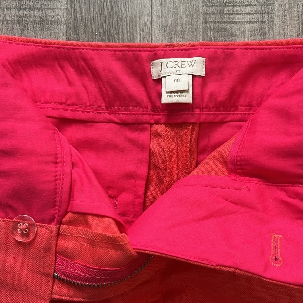 JCREW bright orange scalloped linen shorts - Picture 3 of 5